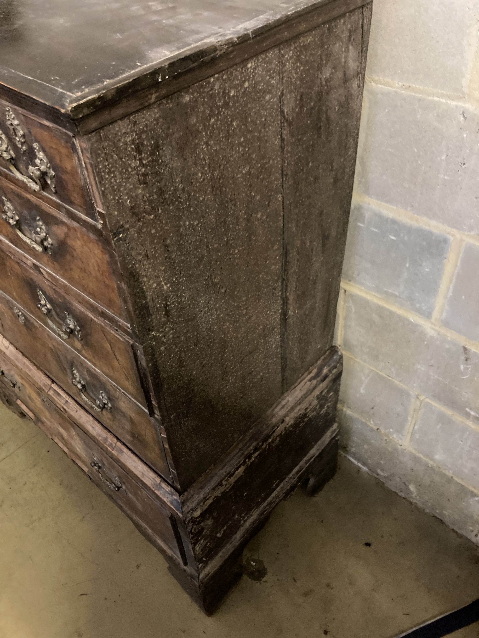 A Queen Anne walnut chest on stand, width 100cm depth 53cm height 131cm